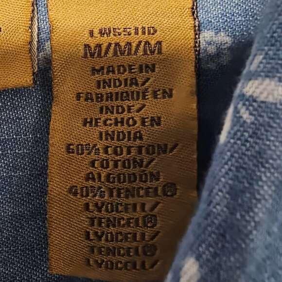 Wrangler Blue tunic button Up blouse Western Boho Casual M - Picture 10 of 12